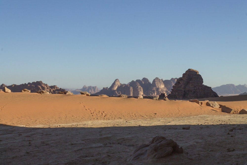 a desert landscape with rocks