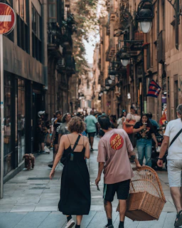 a person walking down a sidewalk