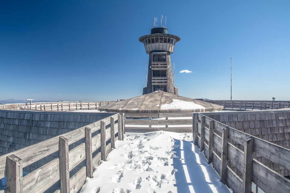 a tower in the snow