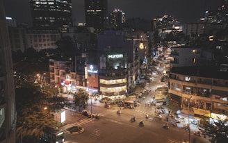a city street at night