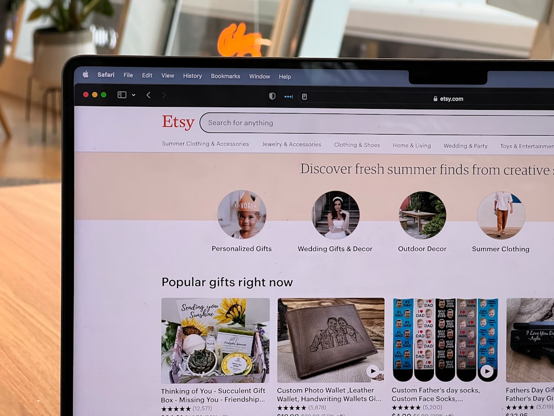 top-ranked etsy listings on a laptop browser