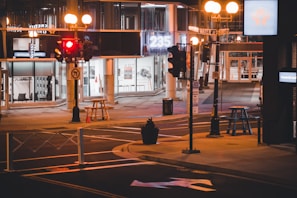 A night-time street view captured by an infrared CCTV camera with clear imagery