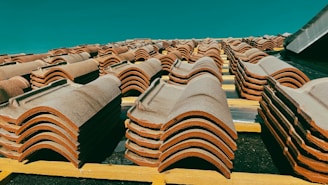 a group of wooden chairs