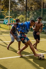 a group of men playing football