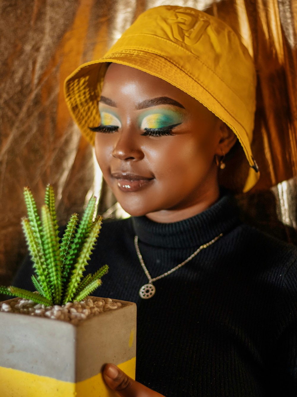 a woman wearing a hat