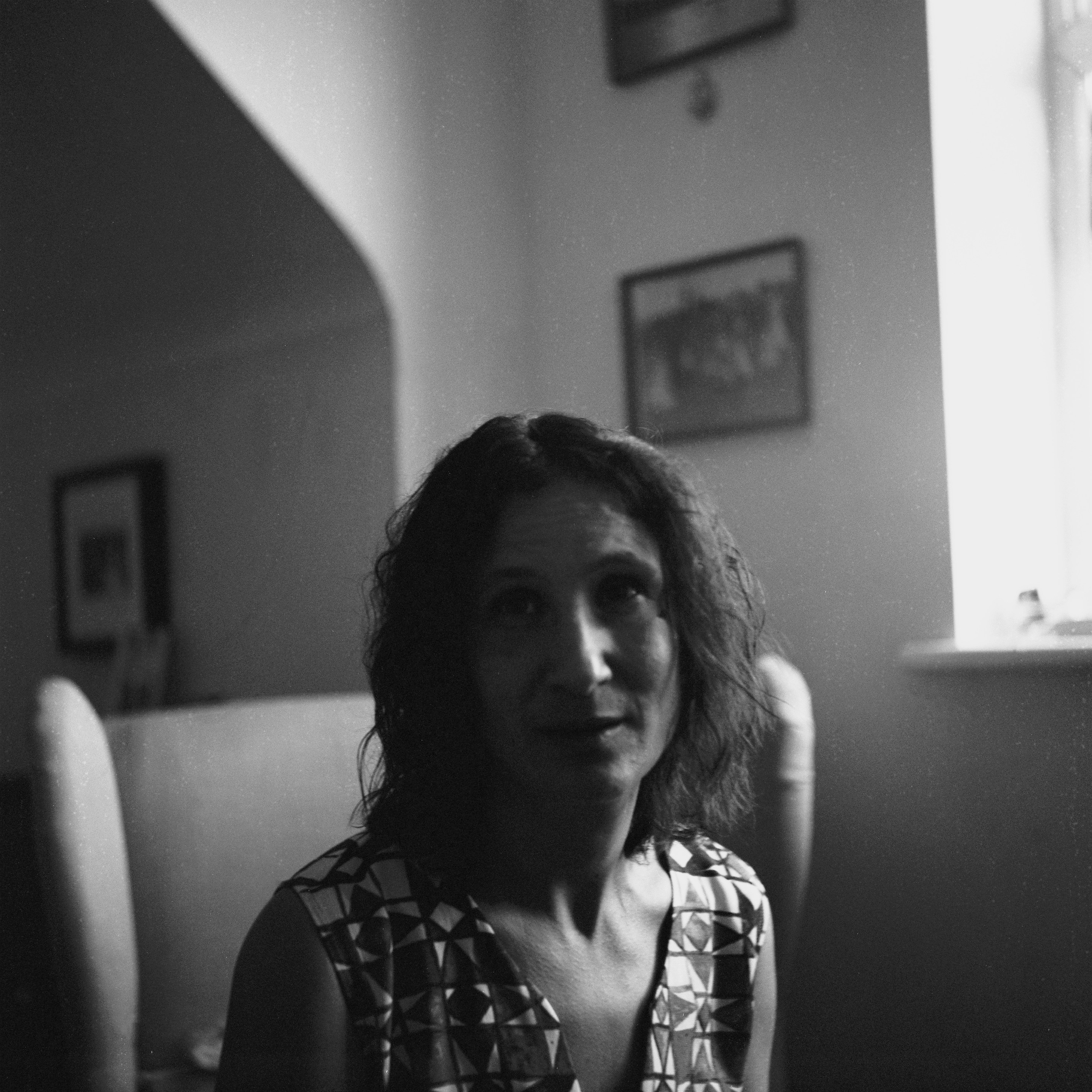 smiling french woman home portrait