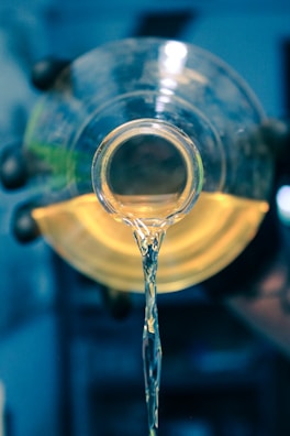 a glass of liquid