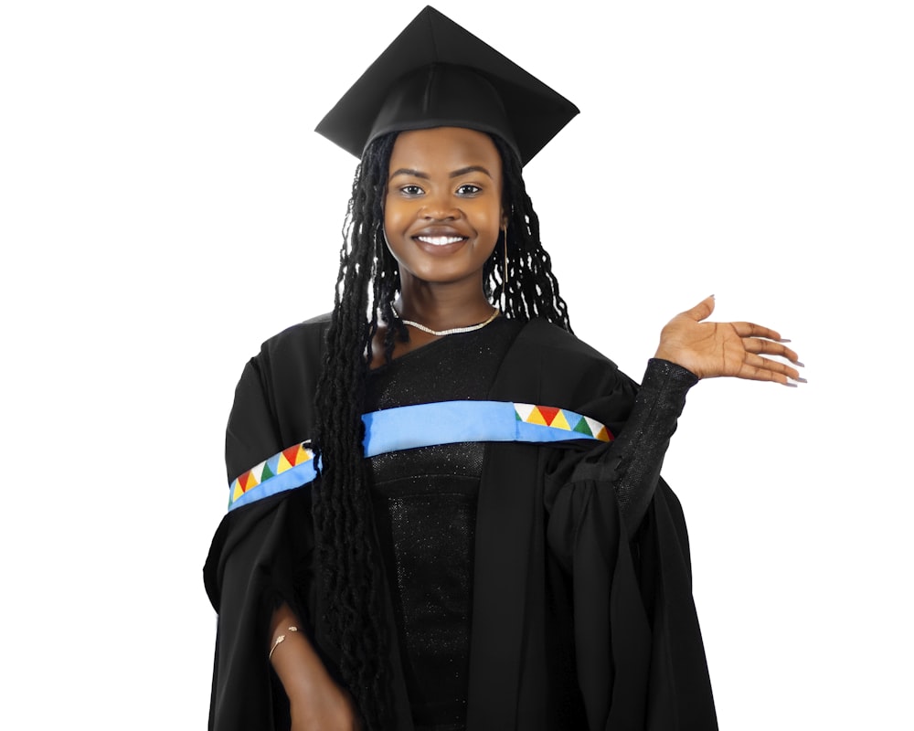 a person wearing a graduation cap and gown