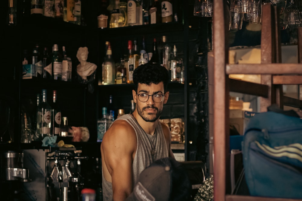 a man sitting in a bar