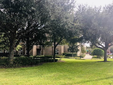 University grounds with well-maintained landscaping and walkways.