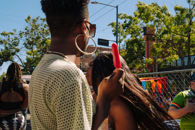 a man and woman kissing