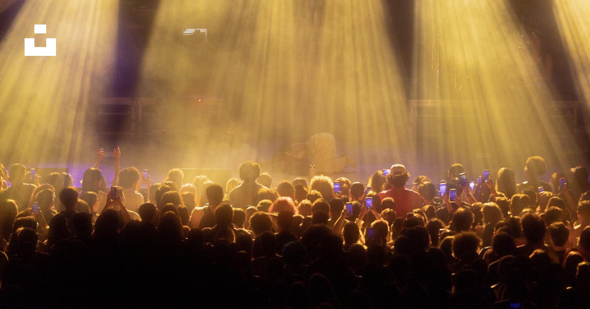 A crowd of people in front of a stage with lights photo – Free Concert ...