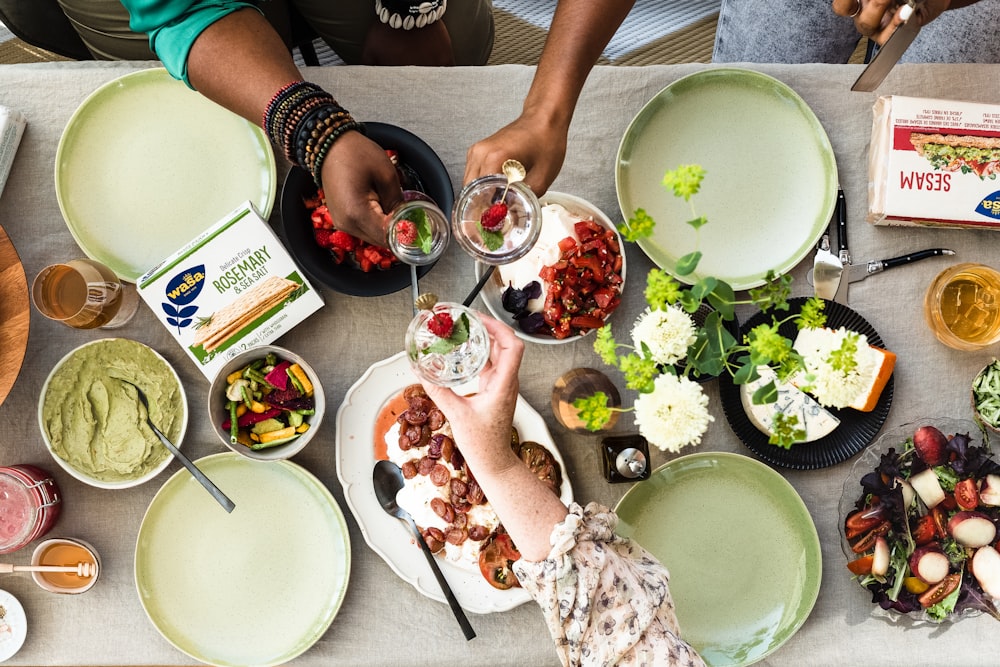 a table full of food