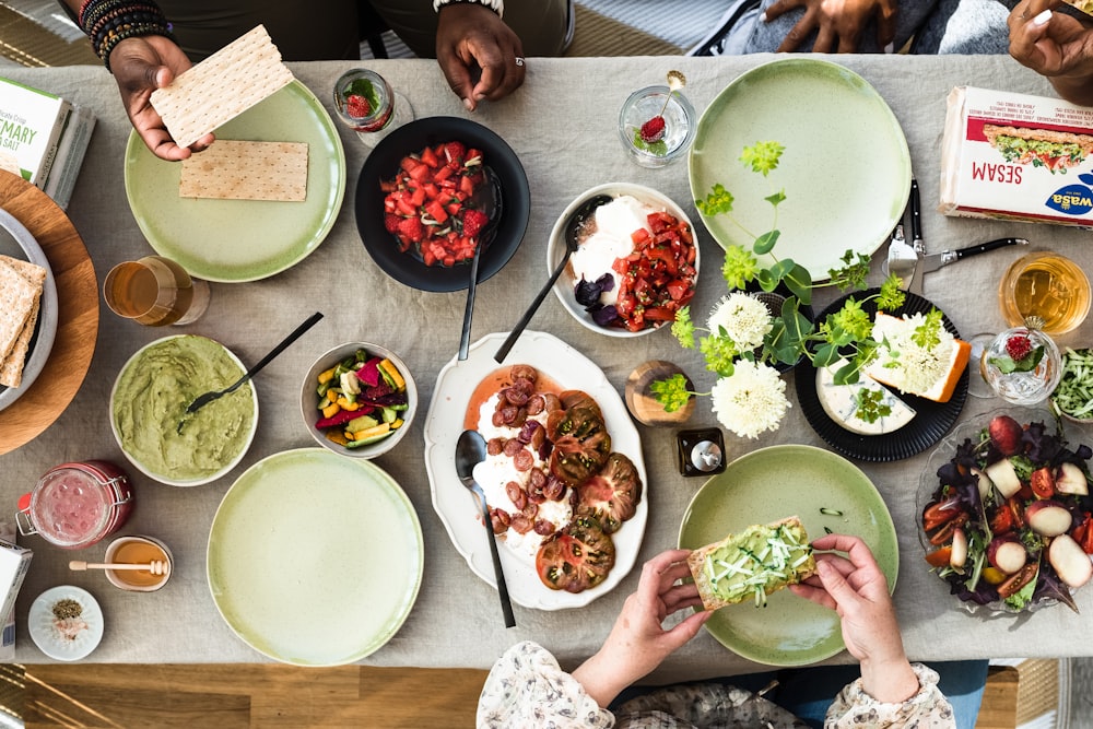 a table full of food