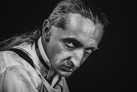 a man with a serious expression