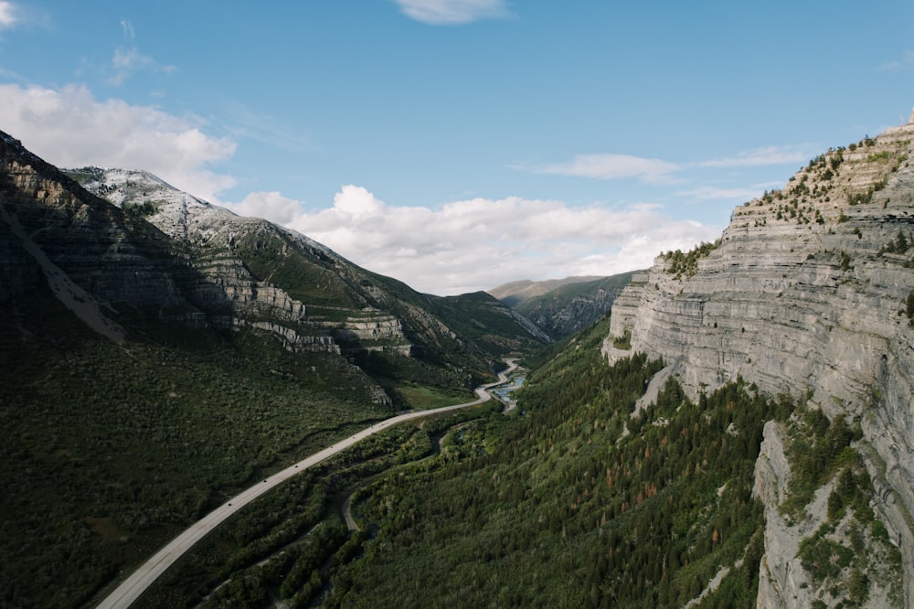 a road going through a valley