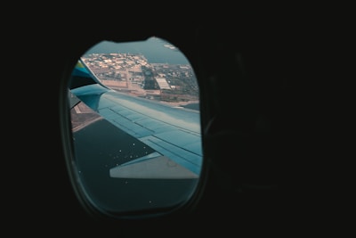 an airplane wing in the sky