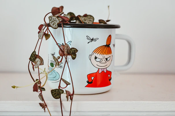 a mug with a cartoon character on it