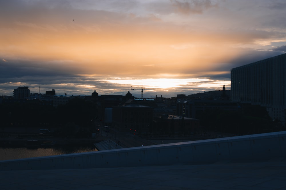 a city landscape at sunset