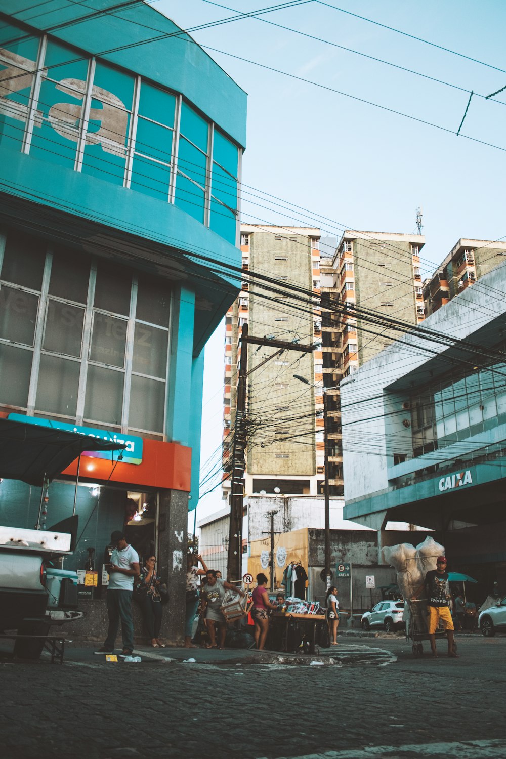 a group of people standing outside a building