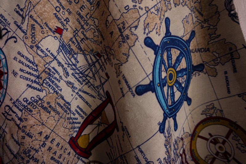 Vintage map and compass representing ancestral journey