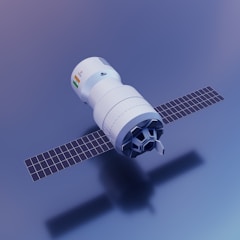 a white and blue drone