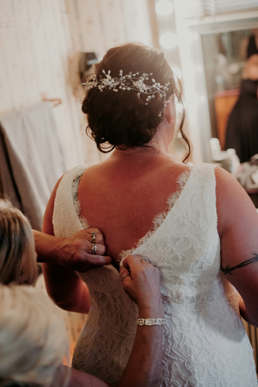 a woman wearing a wedding dress