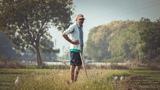 a person walking in a field