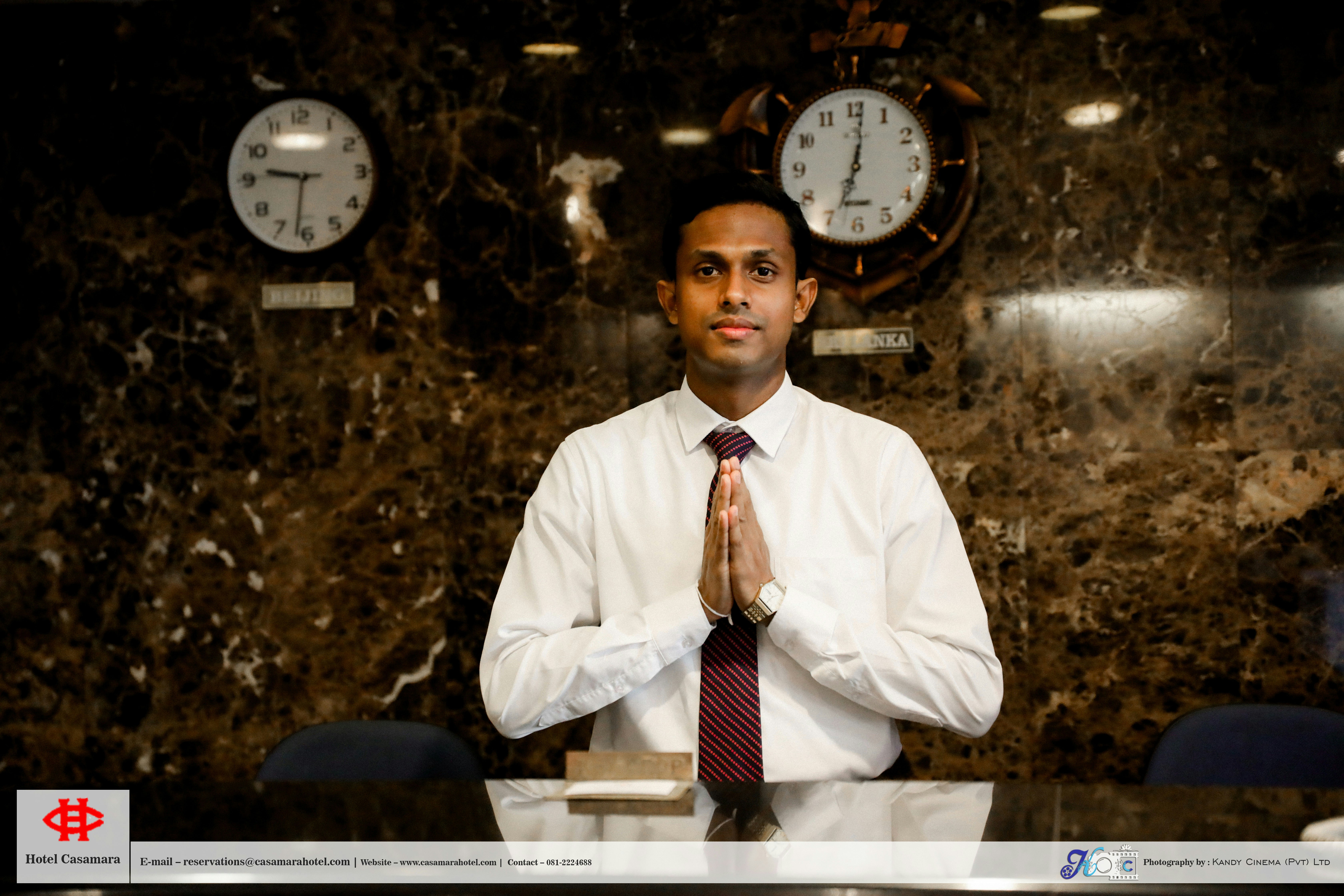 Luxury hotel terrace overlooking Kandy Lake