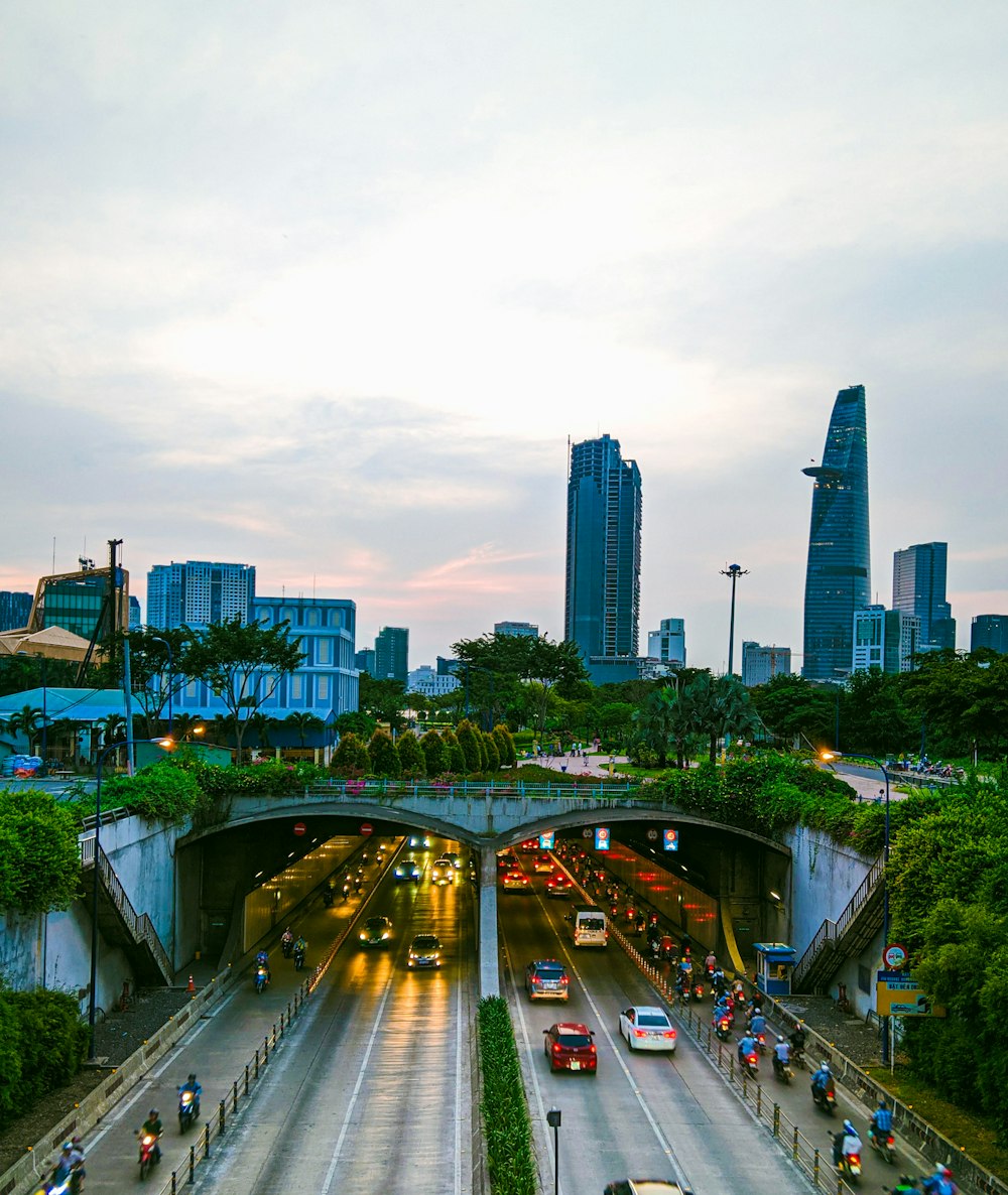 a bridge over a busy street