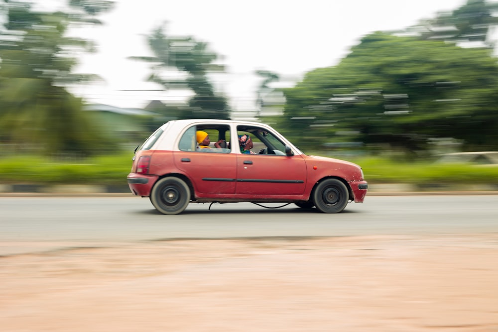 a small red car