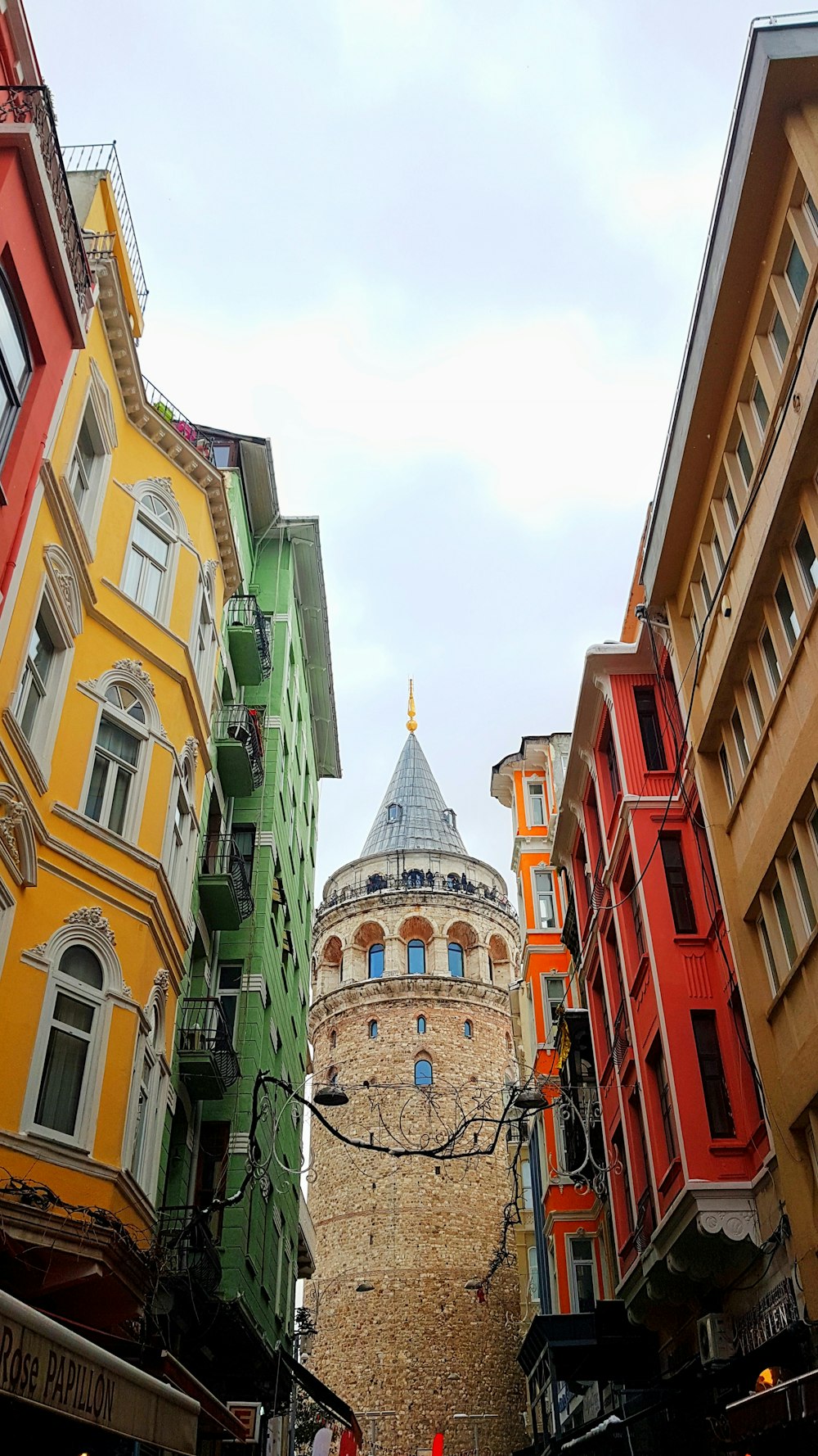 a group of buildings with a tower