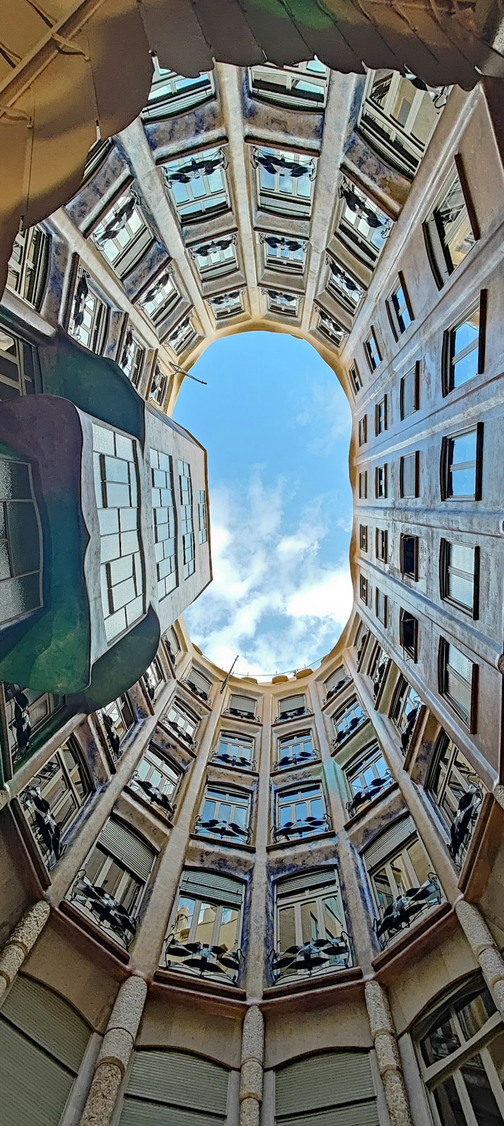 looking up at a building