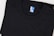 A neatly folded black T-shirt with a blue and white label displaying the size XL. The shirt is made of cotton and is set against a plain background.