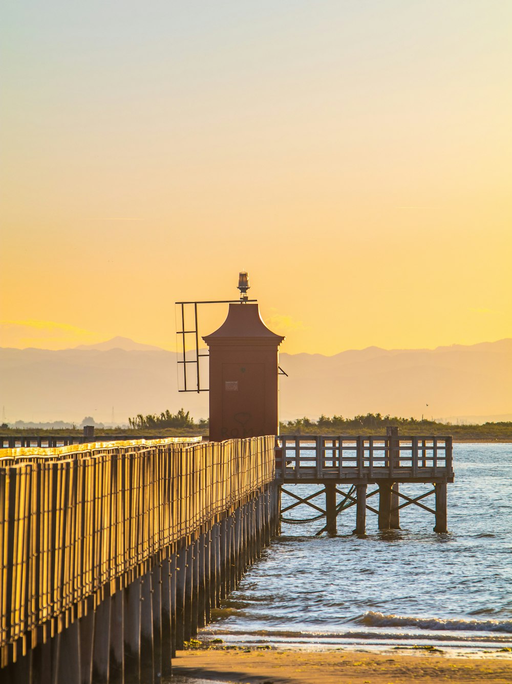 a wooden dock over water