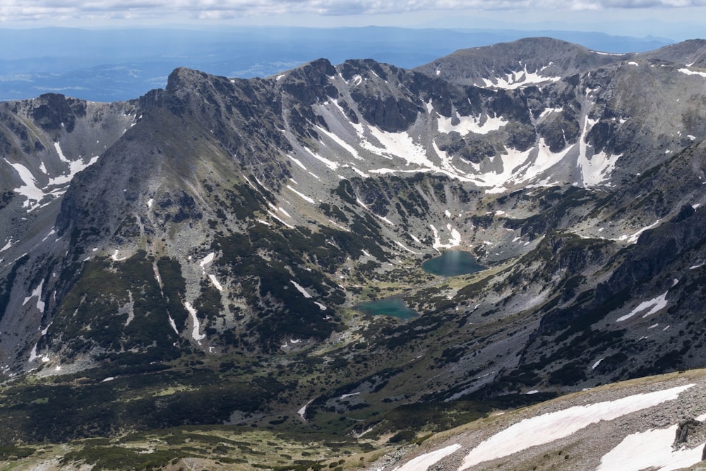 a mountain range with snow