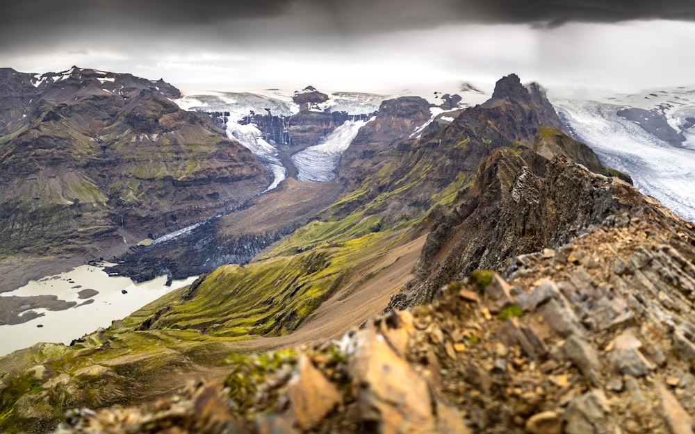 a mountain with snow