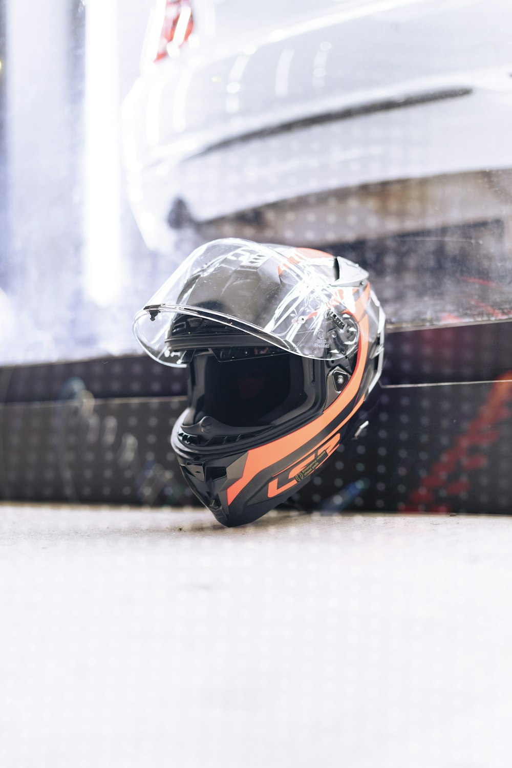 a helmet on a table