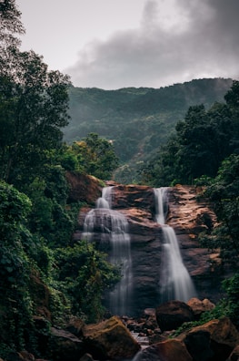 a waterfall in a forest