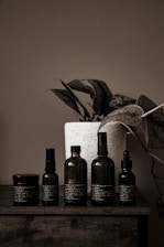 a group of bottles on a shelf