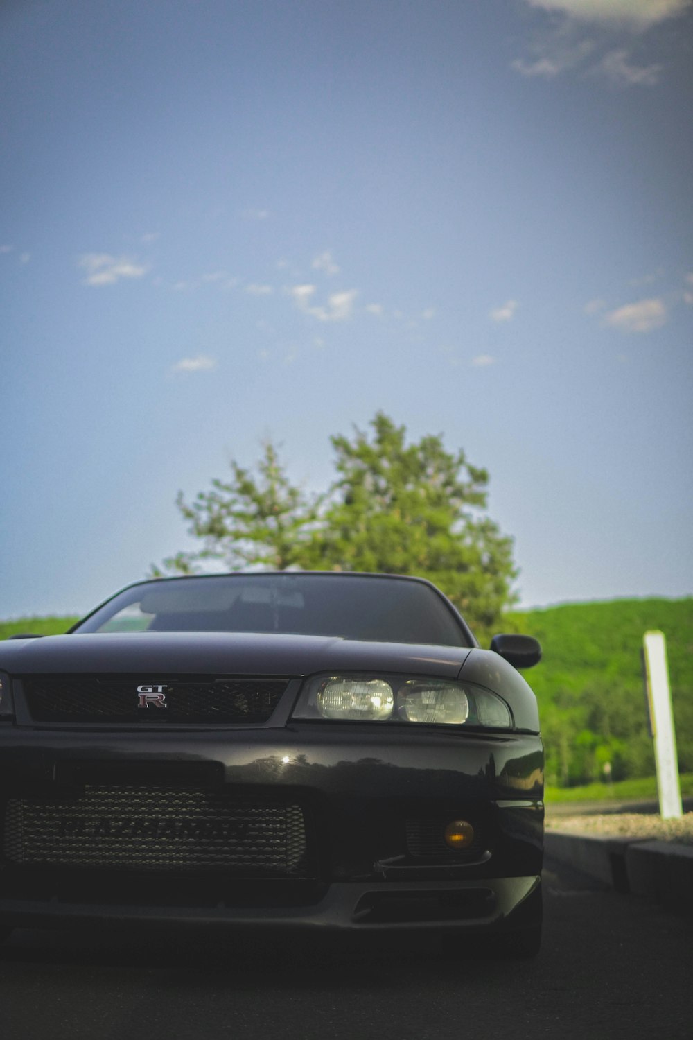 a black car on a road