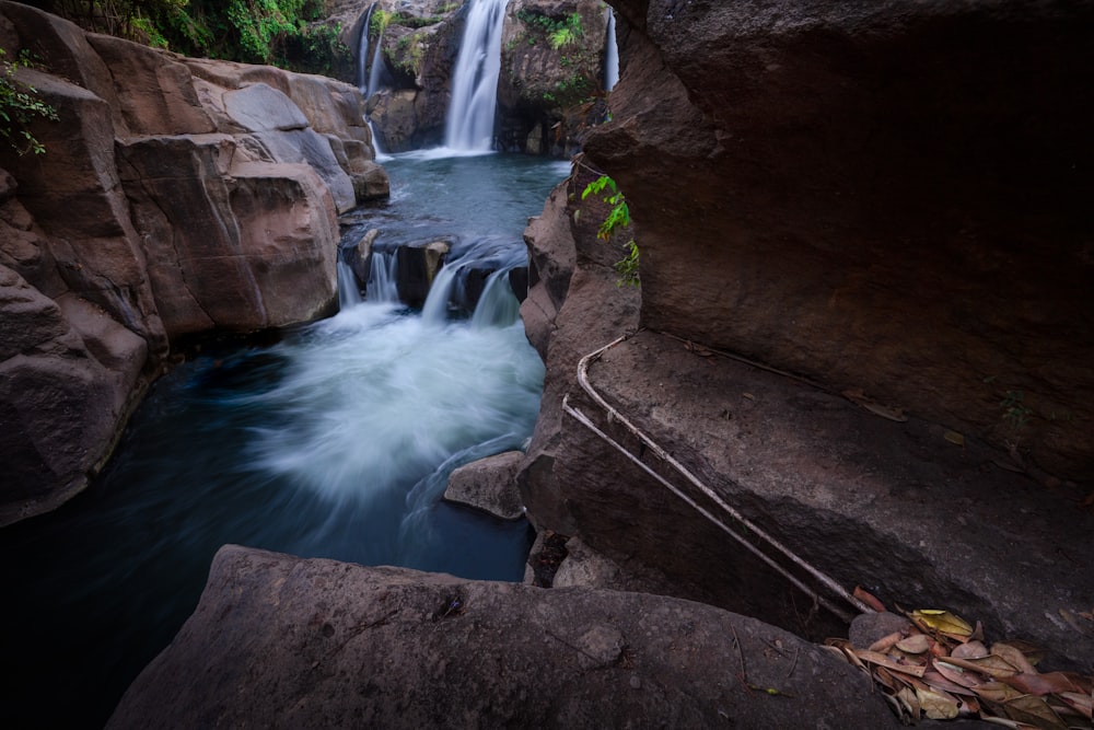 a waterfall in a rocky place