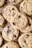 Close-up of freshly baked cookies on a rustic wooden table.