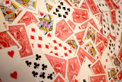 A colorful display of Magic cards fanned out with vivid, eye-catching details.