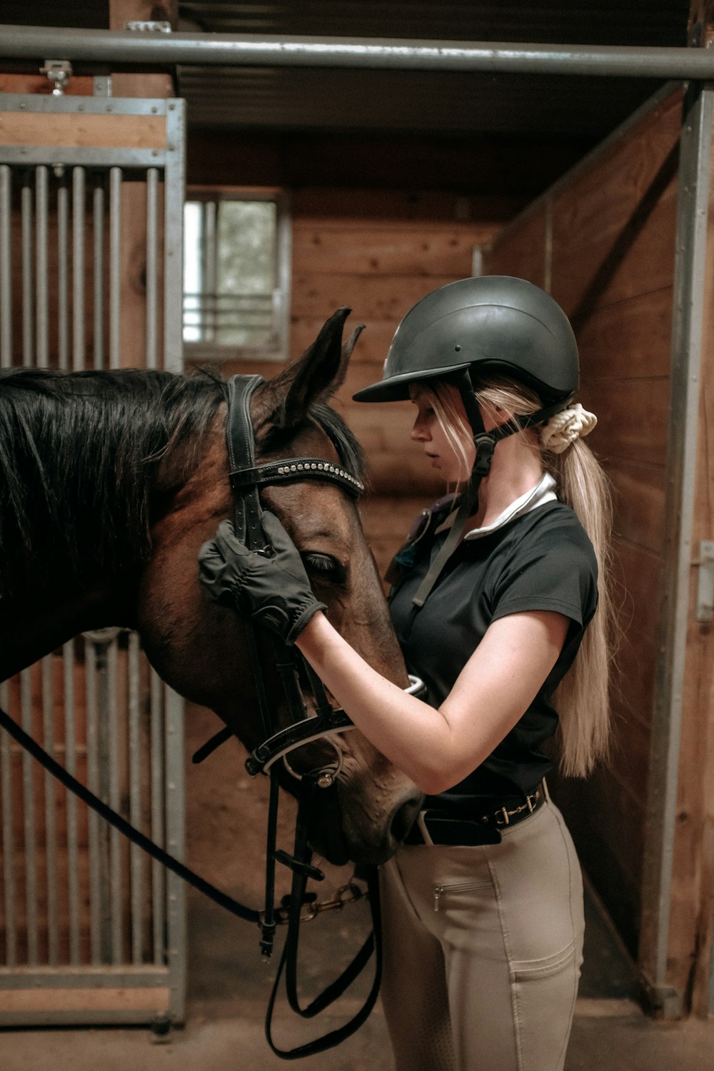 a person kissing a horse