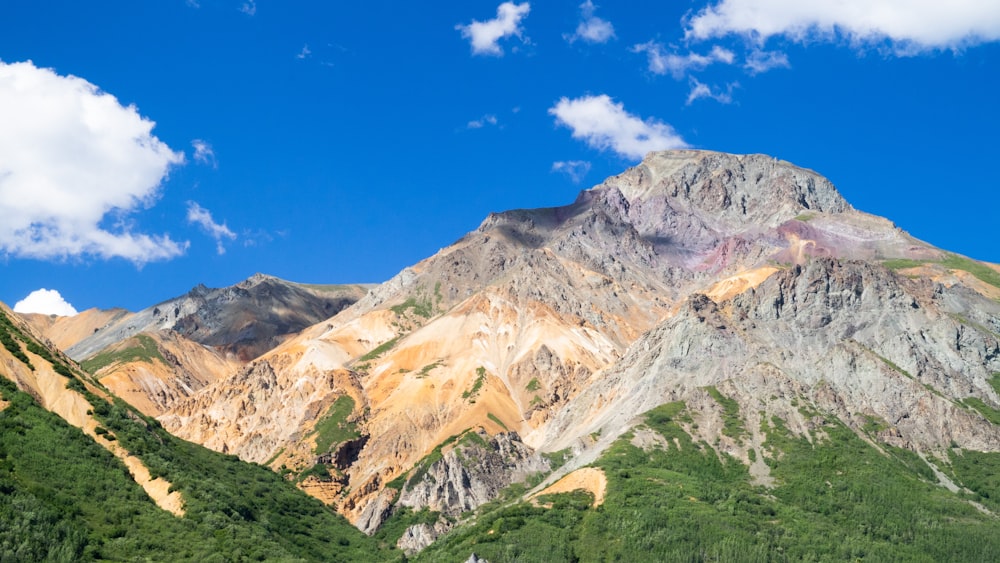 a mountain range with a valley below