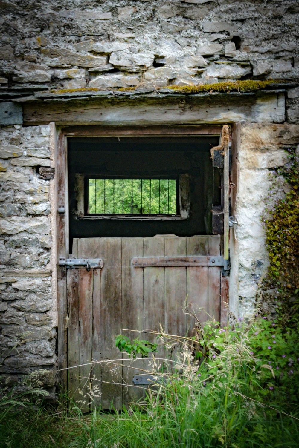 a door in a stone building