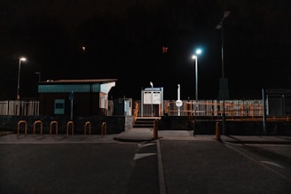 a gas station at night
