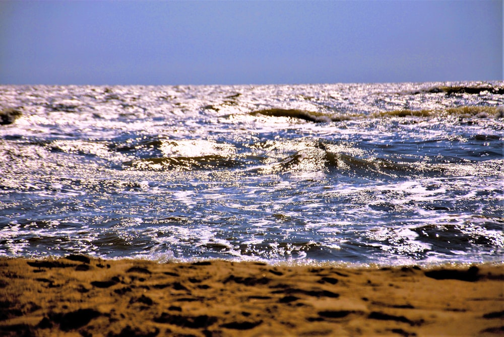 waves crashing on a beach