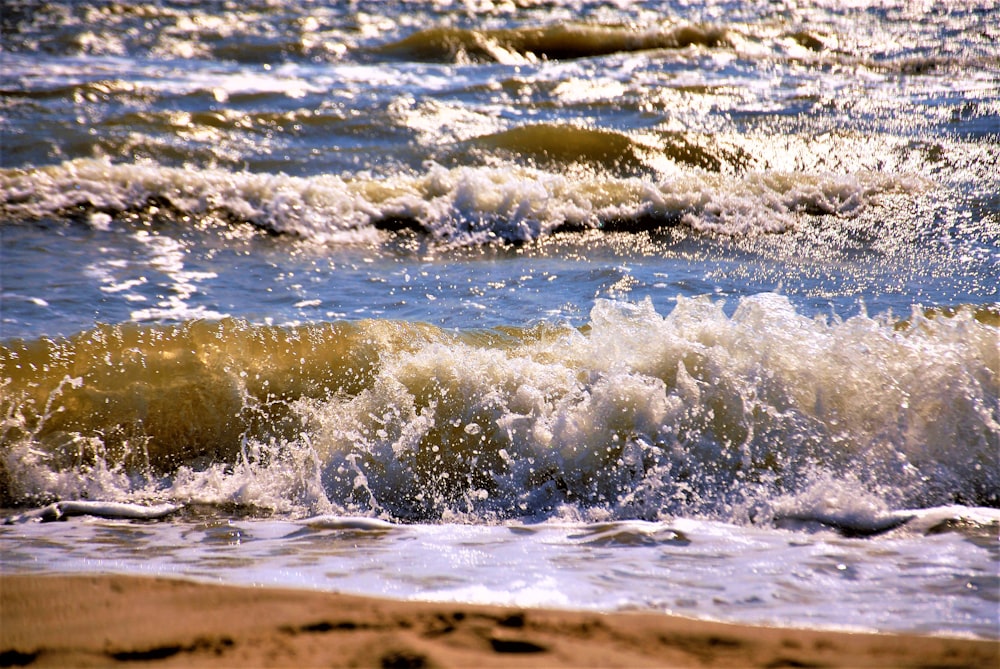 waves crashing on a beach